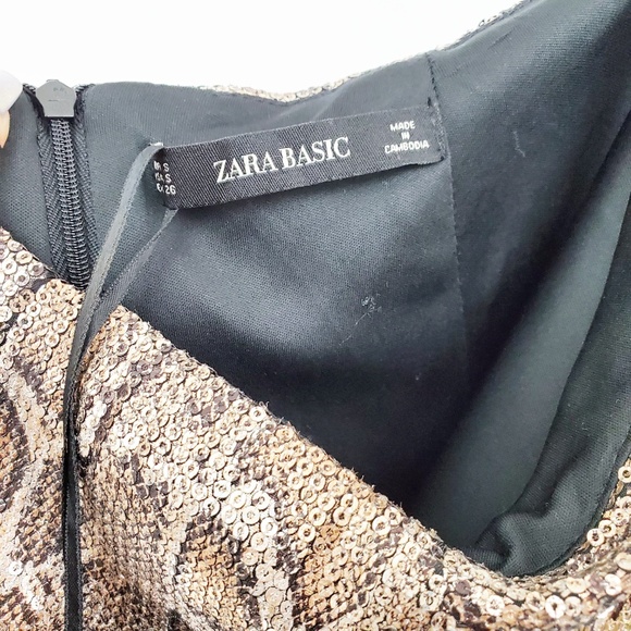 ZARA Sequin Snake Print Ruched Mini Skirt NWT - Picture 6 of 7